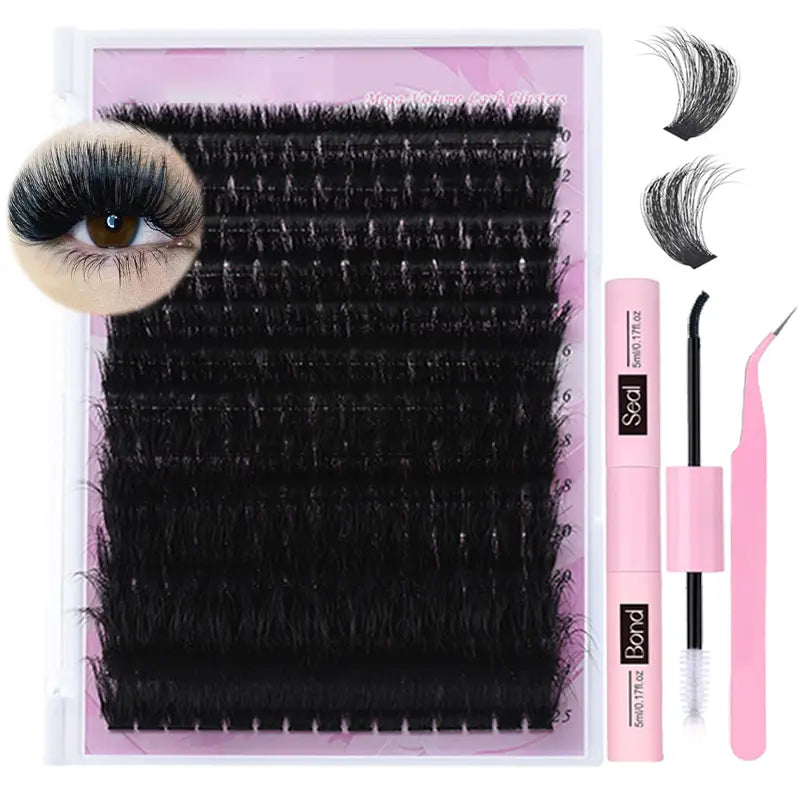 10-25Mm Lash Clusters Ultra-Fluffy 300D High-Density Soft D-Curl Mega Volume for Beginners Easy Application Lightweight Plant Fiber