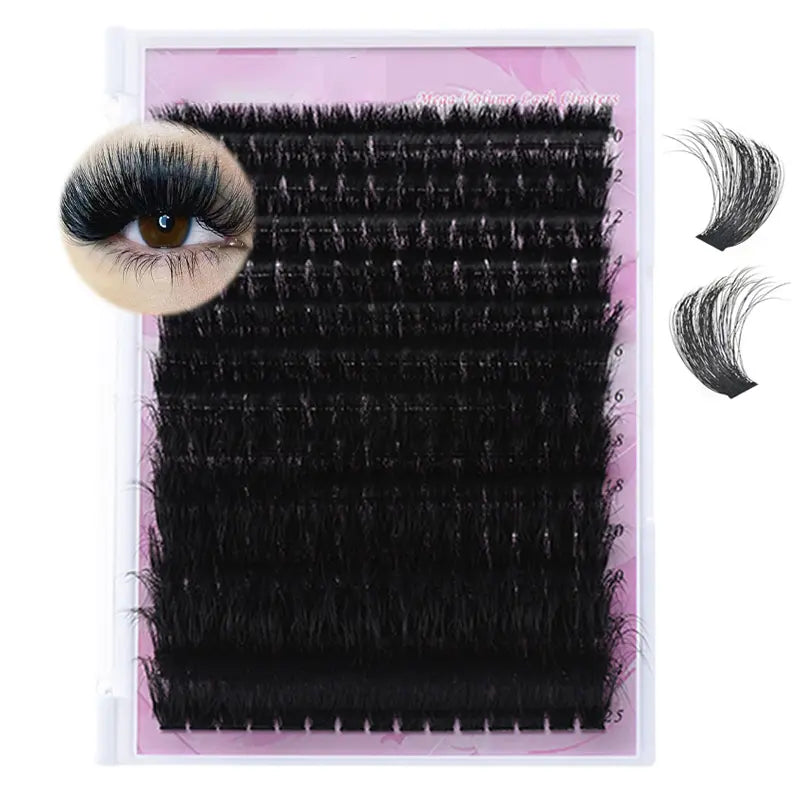10-25Mm Lash Clusters Ultra-Fluffy 300D High-Density Soft D-Curl Mega Volume for Beginners Easy Application Lightweight Plant Fiber