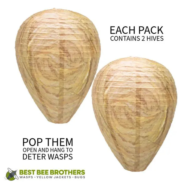 Best Bee Brothers Wasp Deterrent Hives 2 Decoy Nests for Wasps & Yellowjackets Outdoor Garden Wood Protection Natural Wax Paper Collapsible Design
