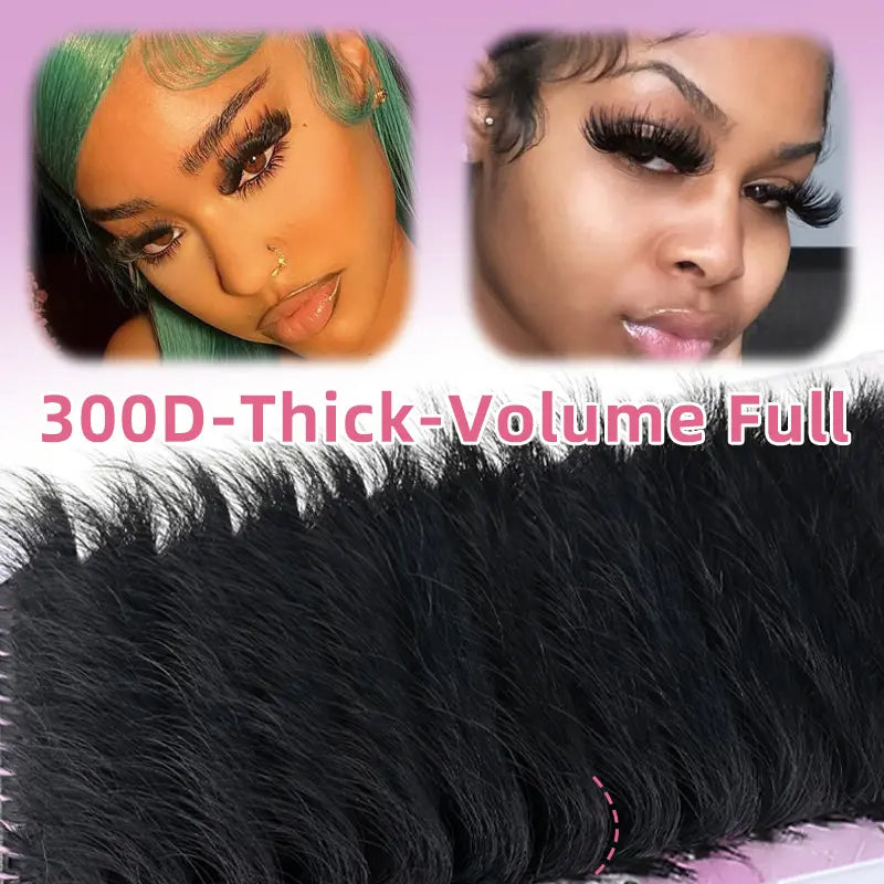 10-25Mm Lash Clusters Ultra-Fluffy 300D High-Density Soft D-Curl Mega Volume for Beginners Easy Application Lightweight Plant Fiber