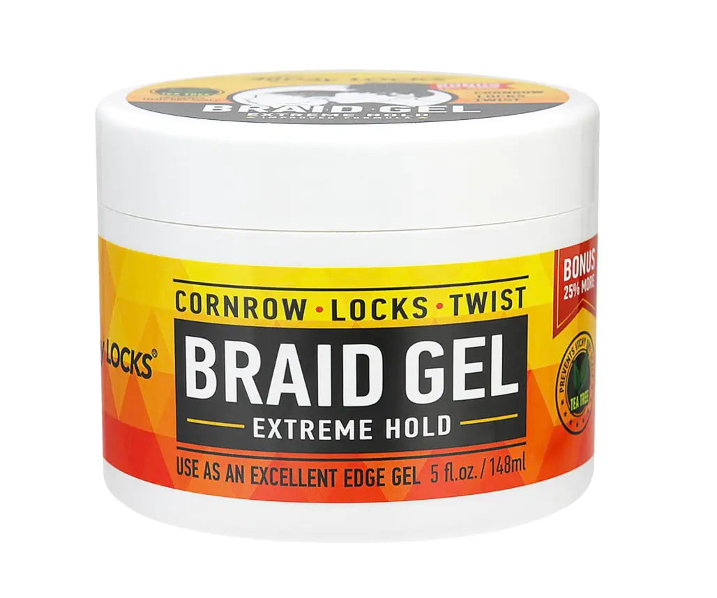 Braid Gel Extreme Hold - Braiding Gel for Cornrows, Locks, & Twisting, Moisturizing Edge Control for Women & Men, Natural Formula for Extreme Hold - 5 Oz