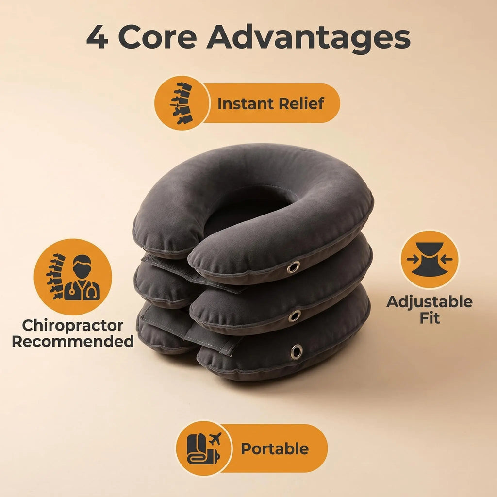 Inflatable Cervical Neck Traction Device, Adjustable Neck Stretcher Brace for Instant Pain Relief & Home Use Decompression