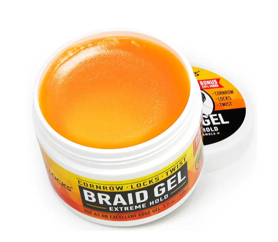 Braid Gel Extreme Hold - Braiding Gel for Cornrows, Locks, & Twisting, Moisturizing Edge Control for Women & Men, Natural Formula for Extreme Hold - 5 Oz