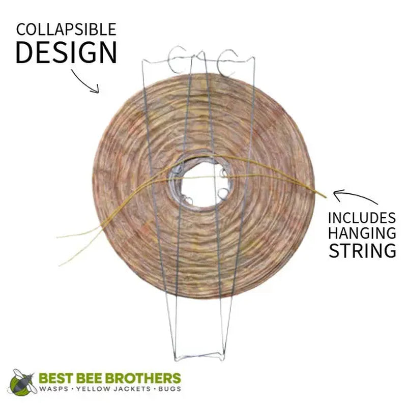 Best Bee Brothers Wasp Deterrent Hives 2 Decoy Nests for Wasps & Yellowjackets Outdoor Garden Wood Protection Natural Wax Paper Collapsible Design