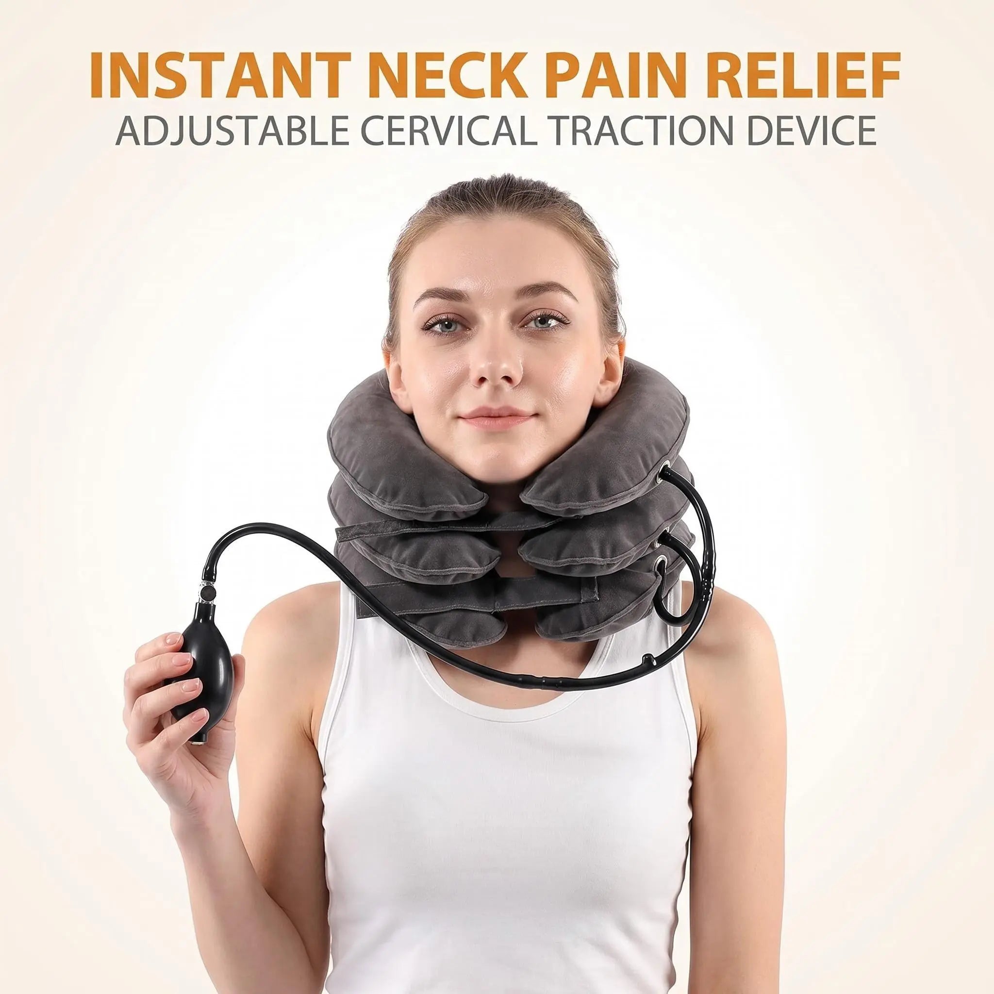 Inflatable Cervical Neck Traction Device, Adjustable Neck Stretcher Brace for Instant Pain Relief & Home Use Decompression